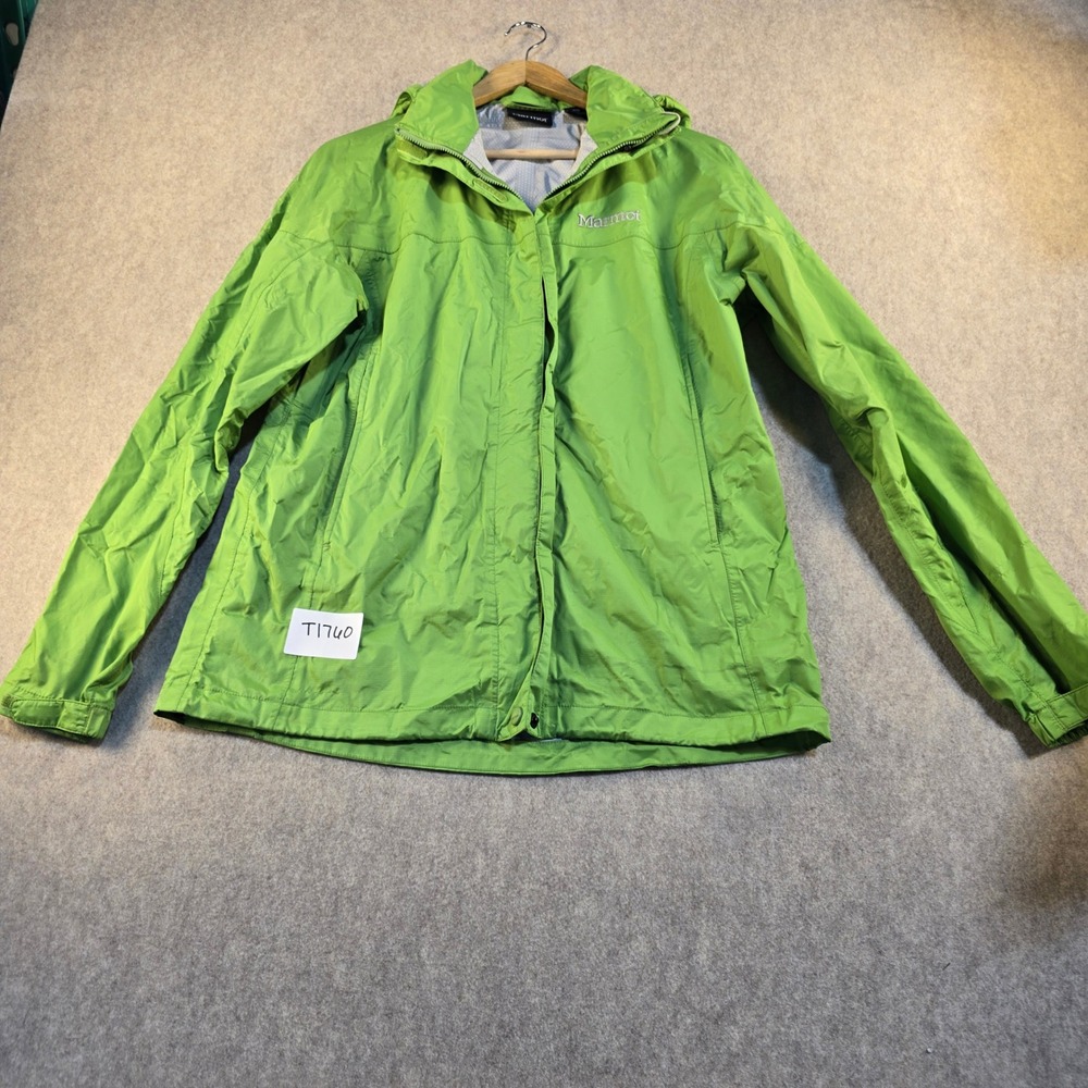 Marmot Womens PreCip Rain Jacket Lime Green Waterproof Hooded Shell Size Medium